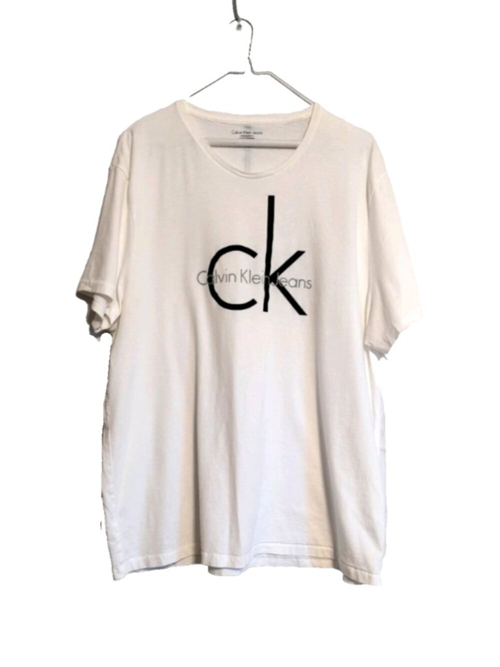 Calvin Klein Jeans Men's Logo Tee XXL (see measurements) White 100% Cotton VGC